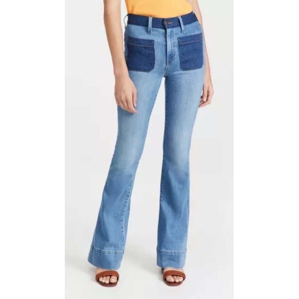 Veronica Beard Florence High Rise Colorblock Flare Jeans Size 25